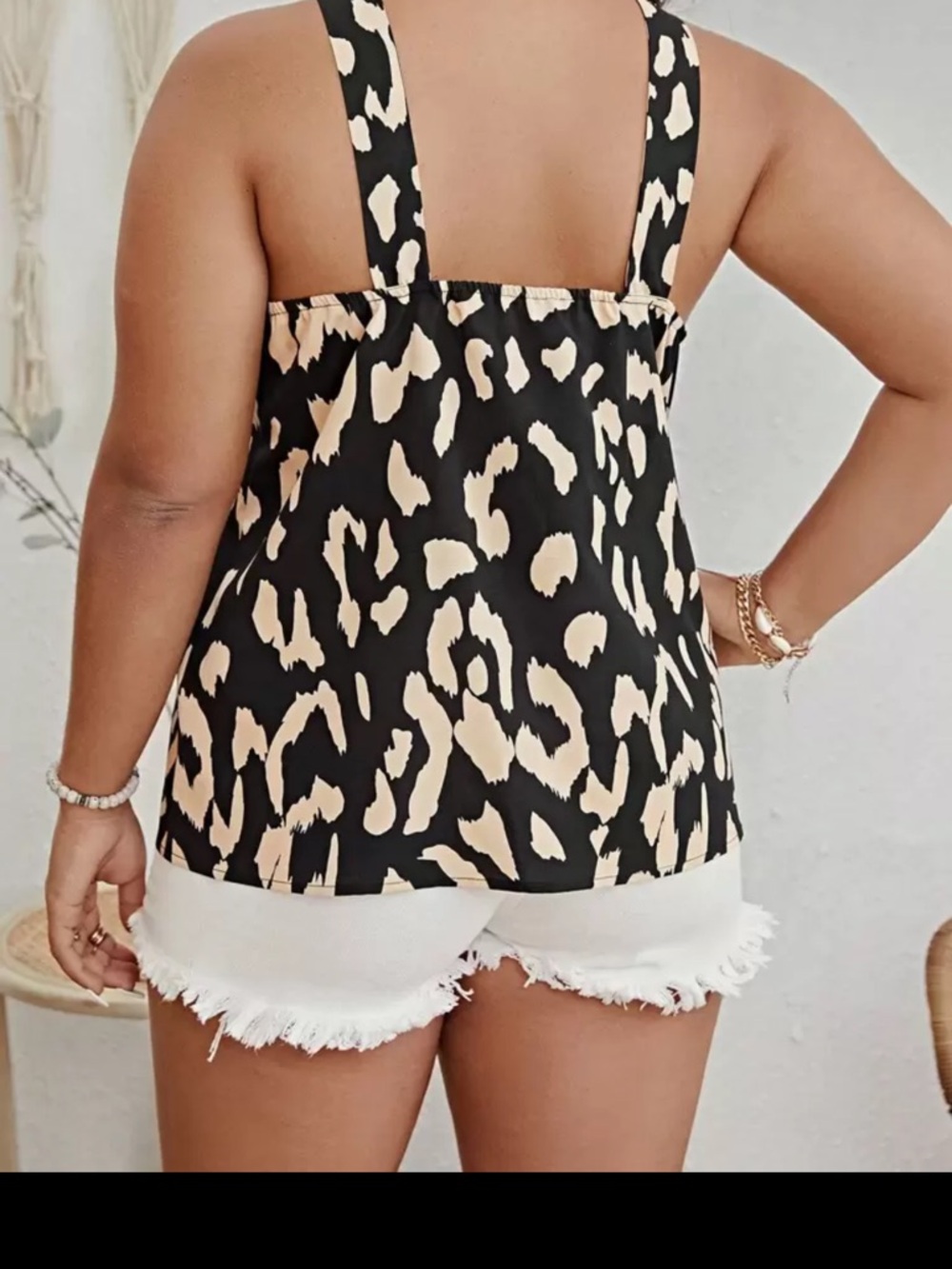 SHEIN Black and Cream Leopard Halter Camisole - Picture 4 of 4
